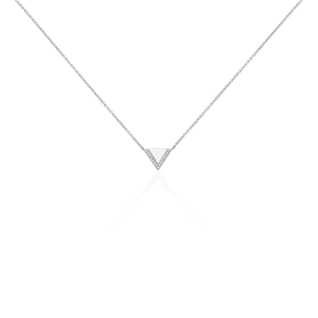 Collier Mori Argent Blanc Oxyde De Zirconium Et Nacre - Colliers avec pierres Femme | Marc Orian