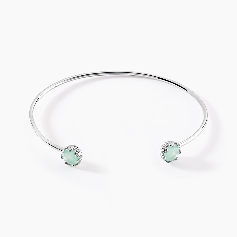 Bracelet Jonc Allyn Argent Blanc Verre - Bracelets joncs Femme | Marc Orian