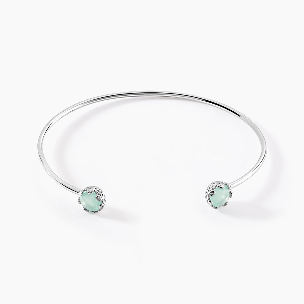 Bracelet Jonc Allyn Argent Blanc Verre - Bracelets joncs Femme | Marc Orian