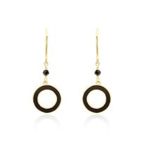 Boucles D'oreilles Pendantes L'incessante Or Jaune Onyx Spinelle