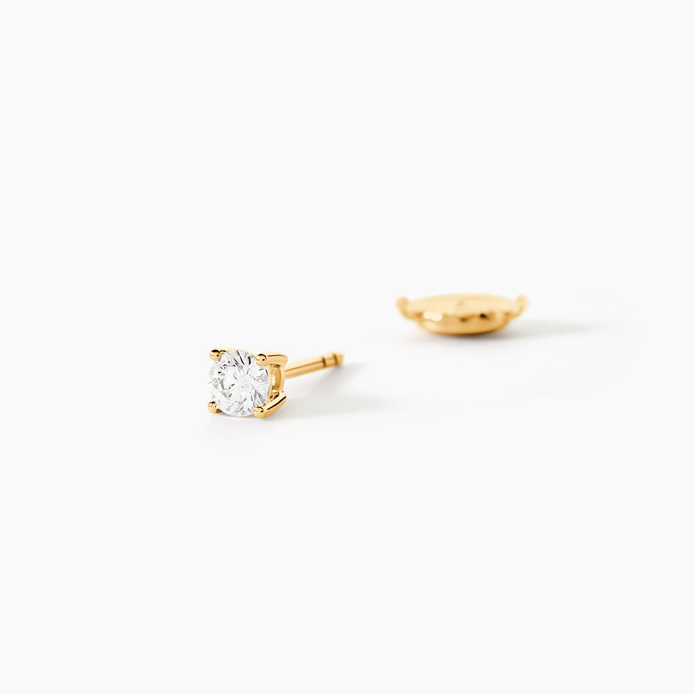 Boucles D'oreilles Puces One Or Jaune Diamants - Boucles d'oreilles mariage Femme | Marc Orian