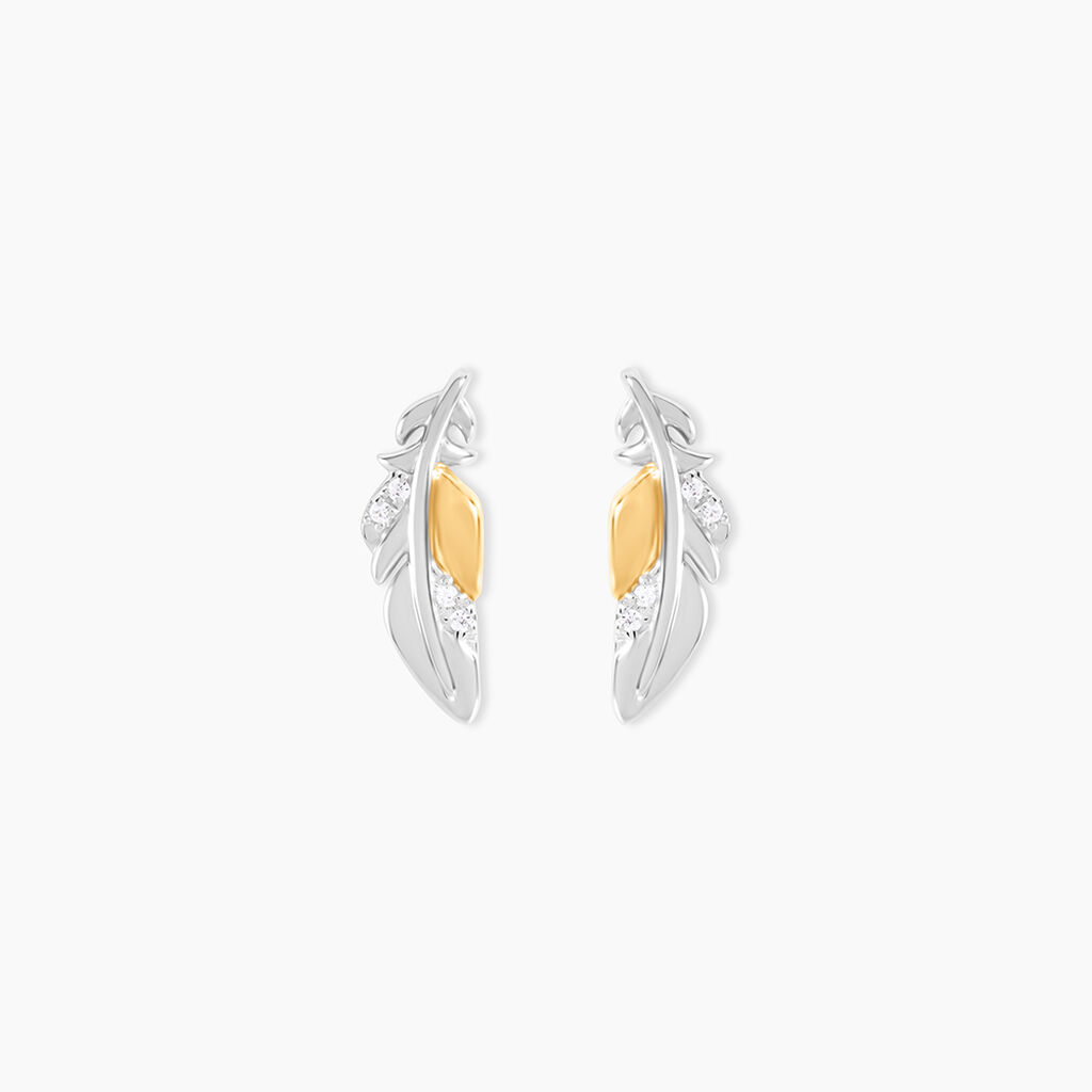 Boucles D'Oreilles Puces Or Jaune Argent Blanc Oxyde De Zirconium - Puces Femme | Marc Orian