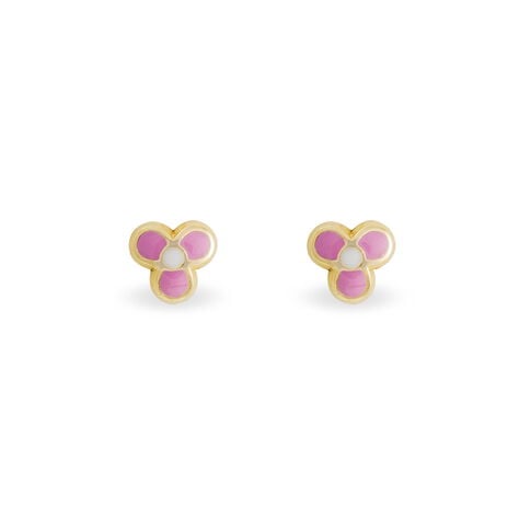 Boucles D'oreilles Puces Fleur Rose Or Jaune - Puces Enfant | Marc Orian