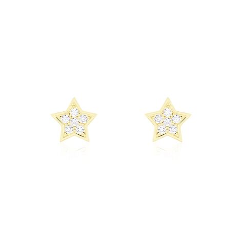 Boucles D'oreilles Puces Elais Etoile Or Jaune Oxyde De Zirconium - Puces Femme | Marc Orian