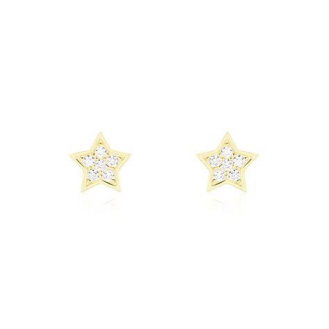 Boucles D'oreilles Puces Elais Etoile Or Jaune Oxyde De Zirconium - Clous d'oreilles Femme | Marc Orian