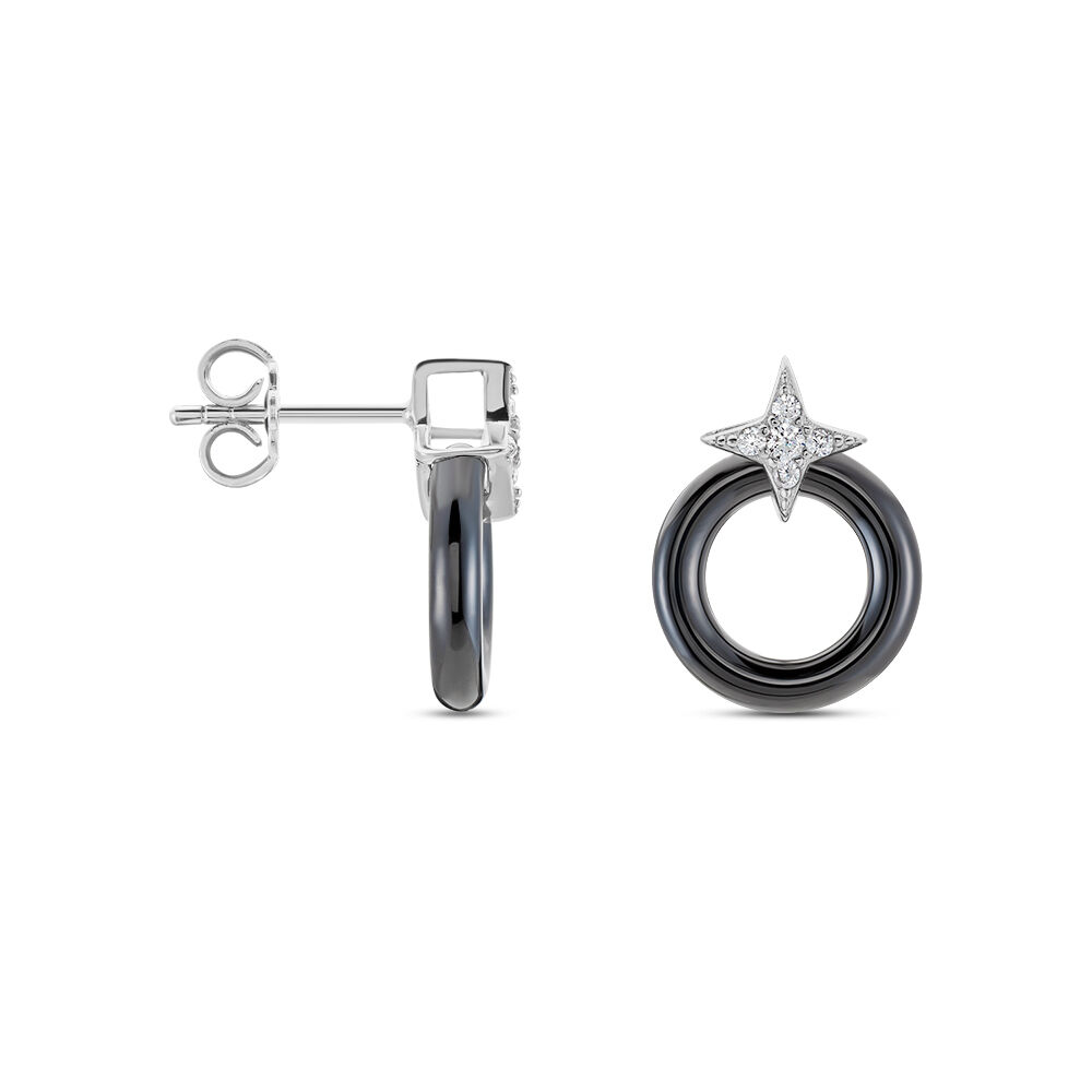 Boucles D'oreilles Pendantes Merelle Argent Blanc C&eacute;ramique Oxyde - Pendantes Femme | Marc Orian