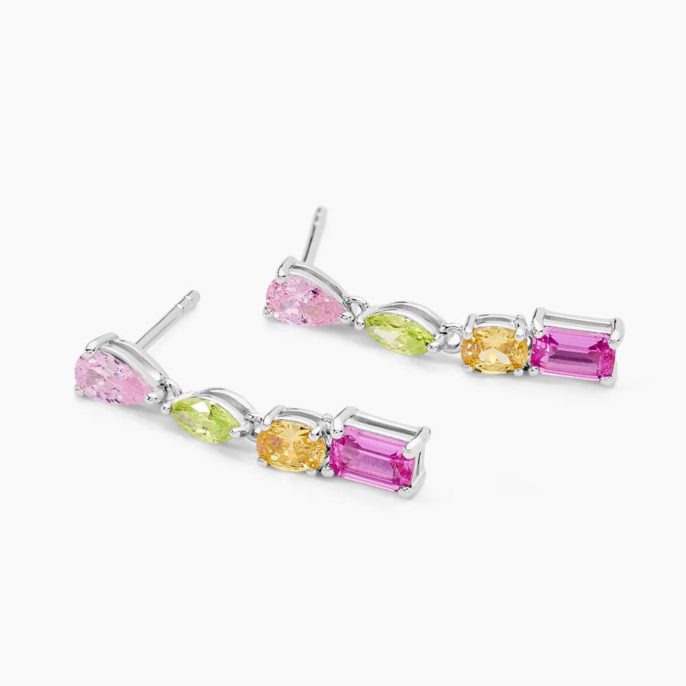 Boucles D'oreilles Pendantes Evasion Argent Blanc Oxyde Pierre - Pendantes Femme | Marc Orian