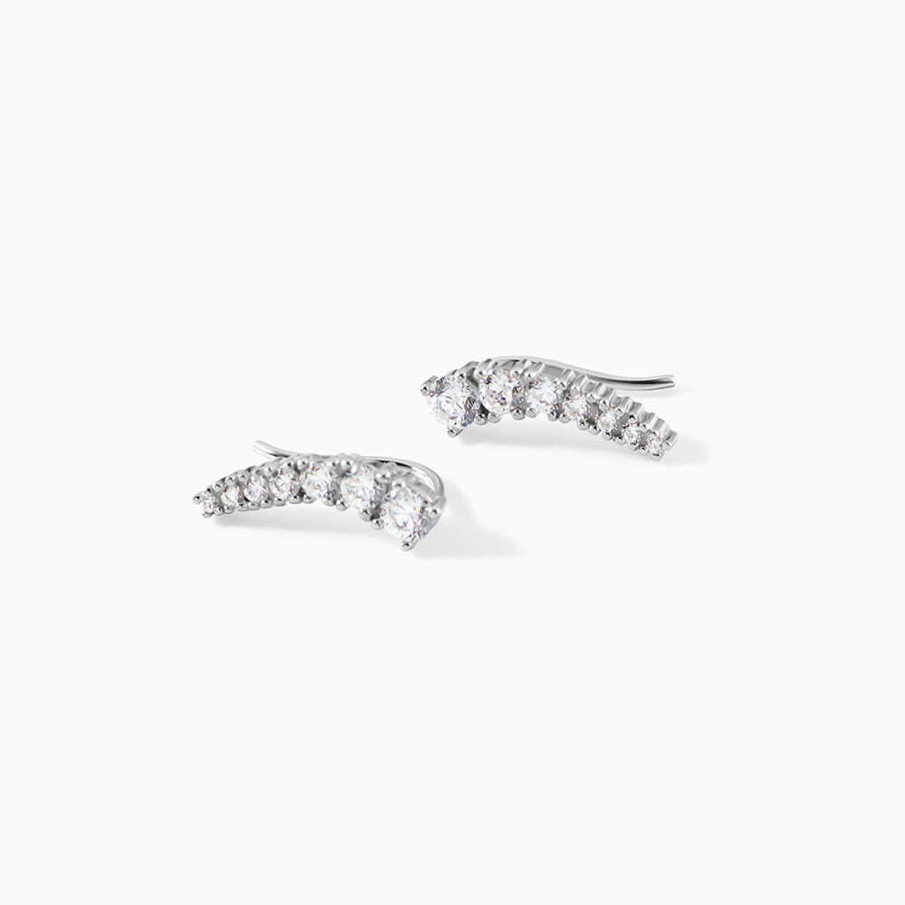 Boucles D'oreilles Grimpantes Aldrick Argent Blanc Oxyde De Zirconium - Piercings d'oreilles Femme | Marc Orian