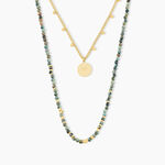 Collier Acier Dor&eacute; Jaspe Africain - Colliers avec pierres Femme | Marc Orian