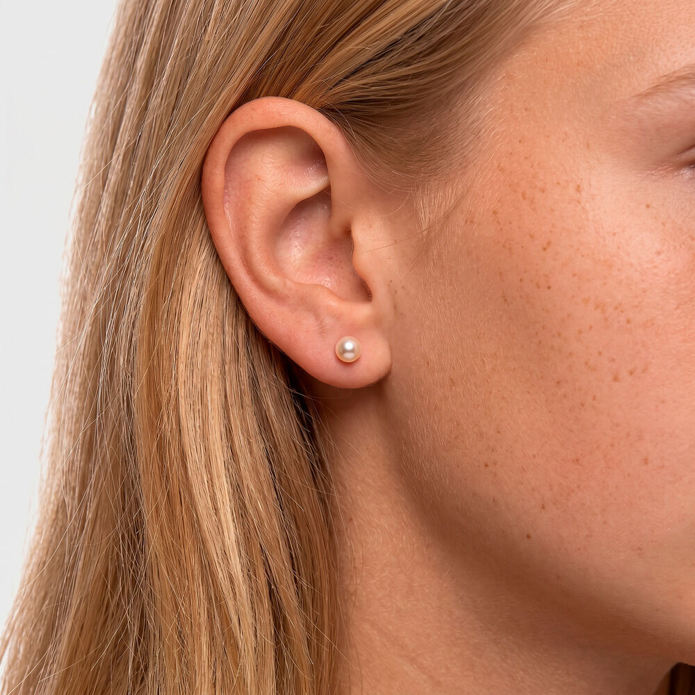 Boucles D'Oreilles Puces Bianca Or Jaune Perle De Culture - Puces Enfant | Marc Orian