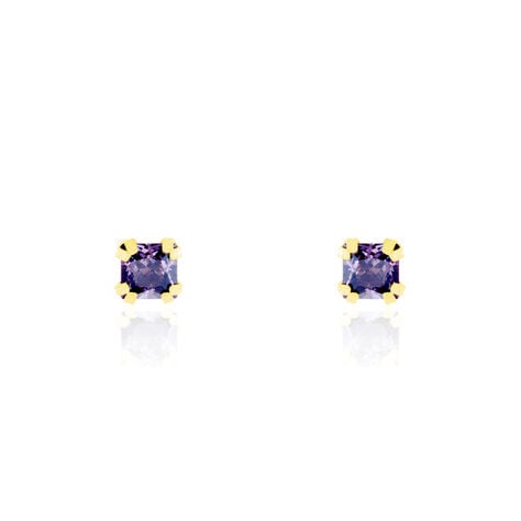 Boucles D'oreilles Puces Doreen Carre Or Jaune Oxyde De Zirconium - Puces Femme | Marc Orian