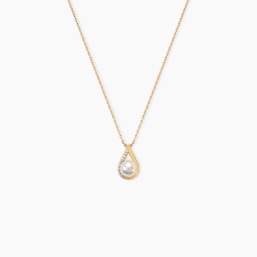 Collier Helin Or Jaune Perle De Culture Et Oxyde De Zirconium - Colliers avec pierres Femme | Marc Orian