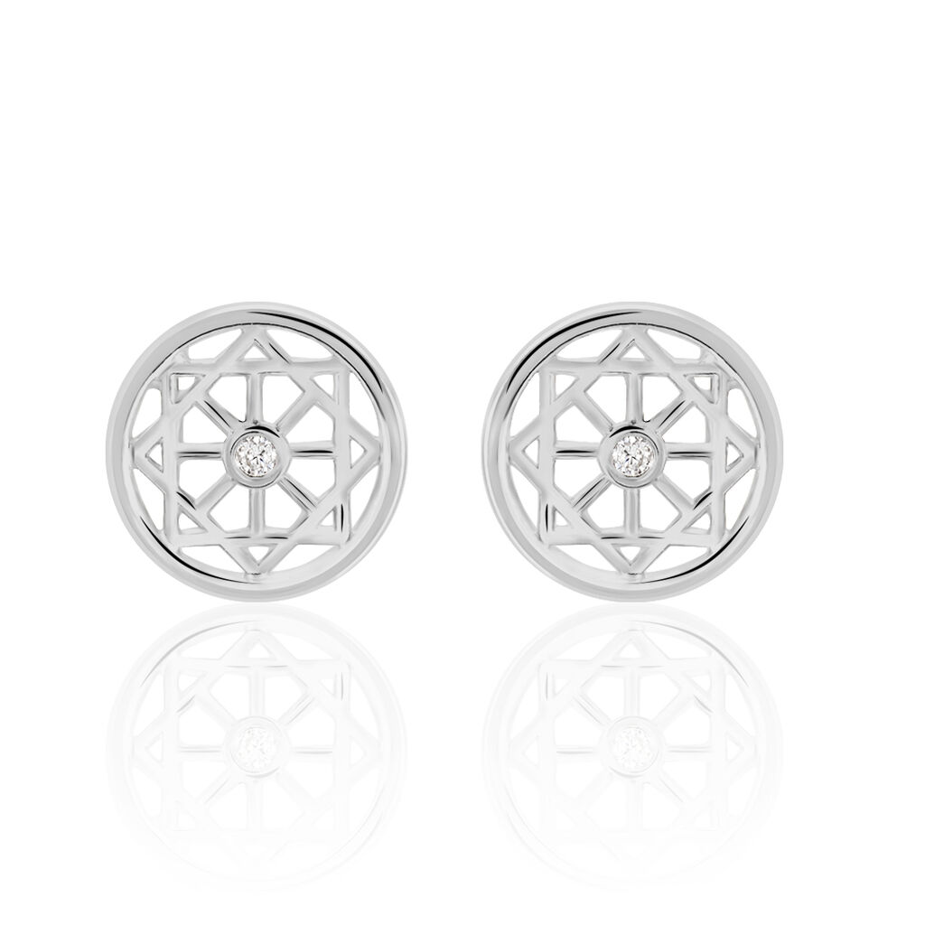 Boucles D'oreilles Puces Peinda Argent Blanc Oxyde De Zirconium - Puces Femme | Marc Orian