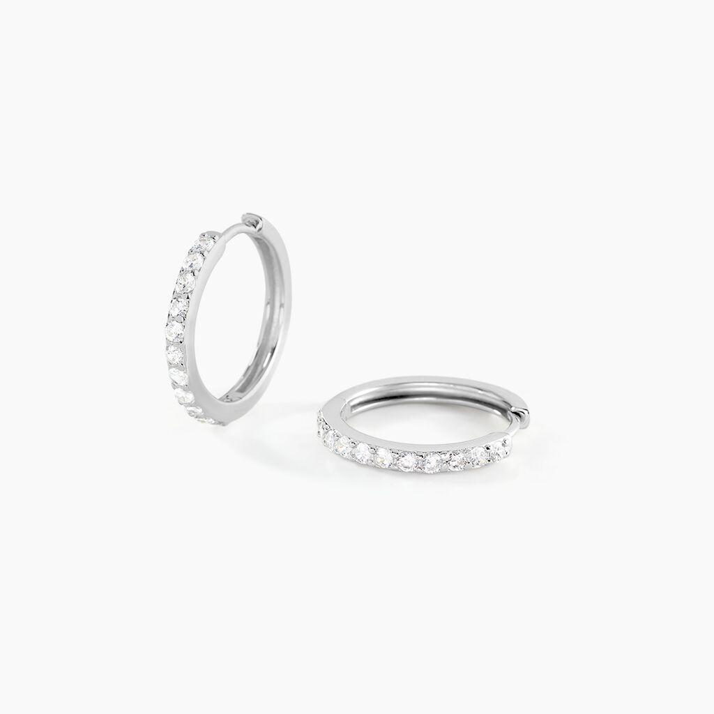 Créoles Classique Argent Blanc Jussi Oxyde De Zirconium - Créoles Femme | Marc Orian