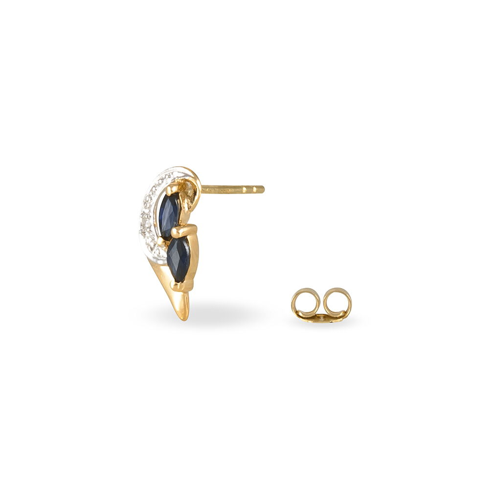Boucles D'oreilles Puces Sakina Or Jaune Saphir Et Diamant Et Divers - Puces Femme | Marc Orian