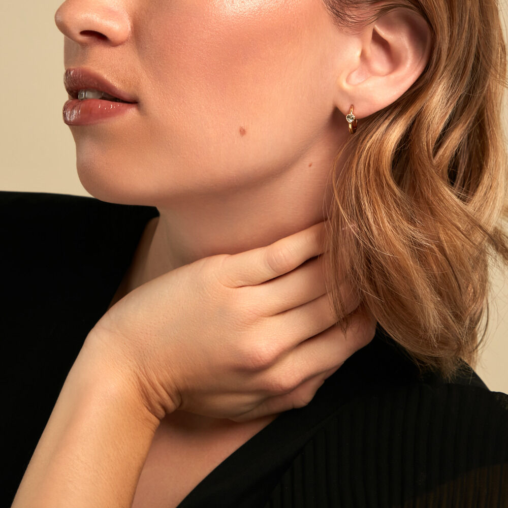 Cr&eacute;oles Argent Jaune 925/1000 C&oelig;ur Topaze Bleu Diametre 10Mm - Cr&eacute;oles Femme | Marc Orian