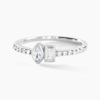 Bague Dua Argent Blanc Oxyde De Zirconium