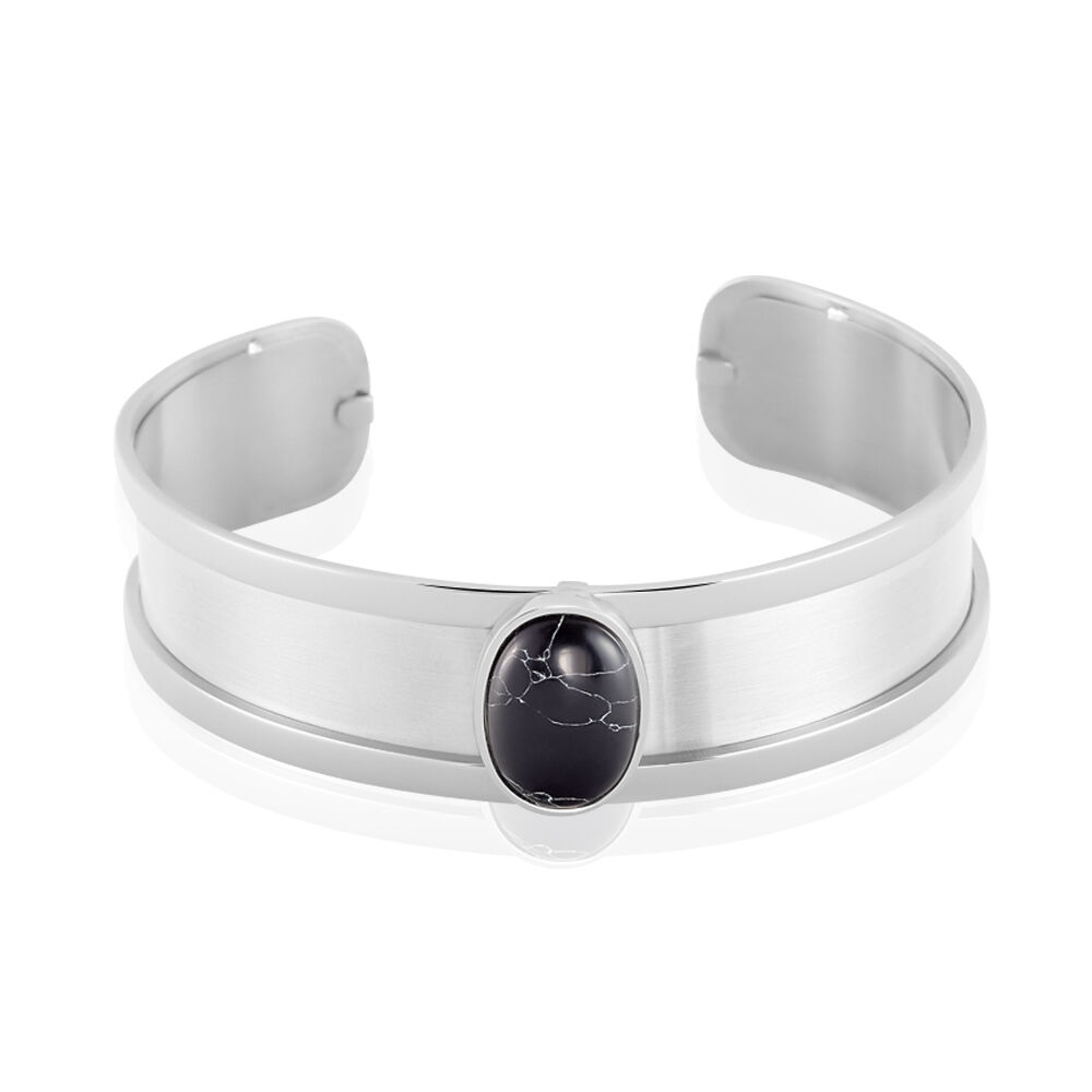 Bracelet Jonc Eline Acier Blanc Pierre De Synthese - Bracelets joncs Femme | Marc Orian