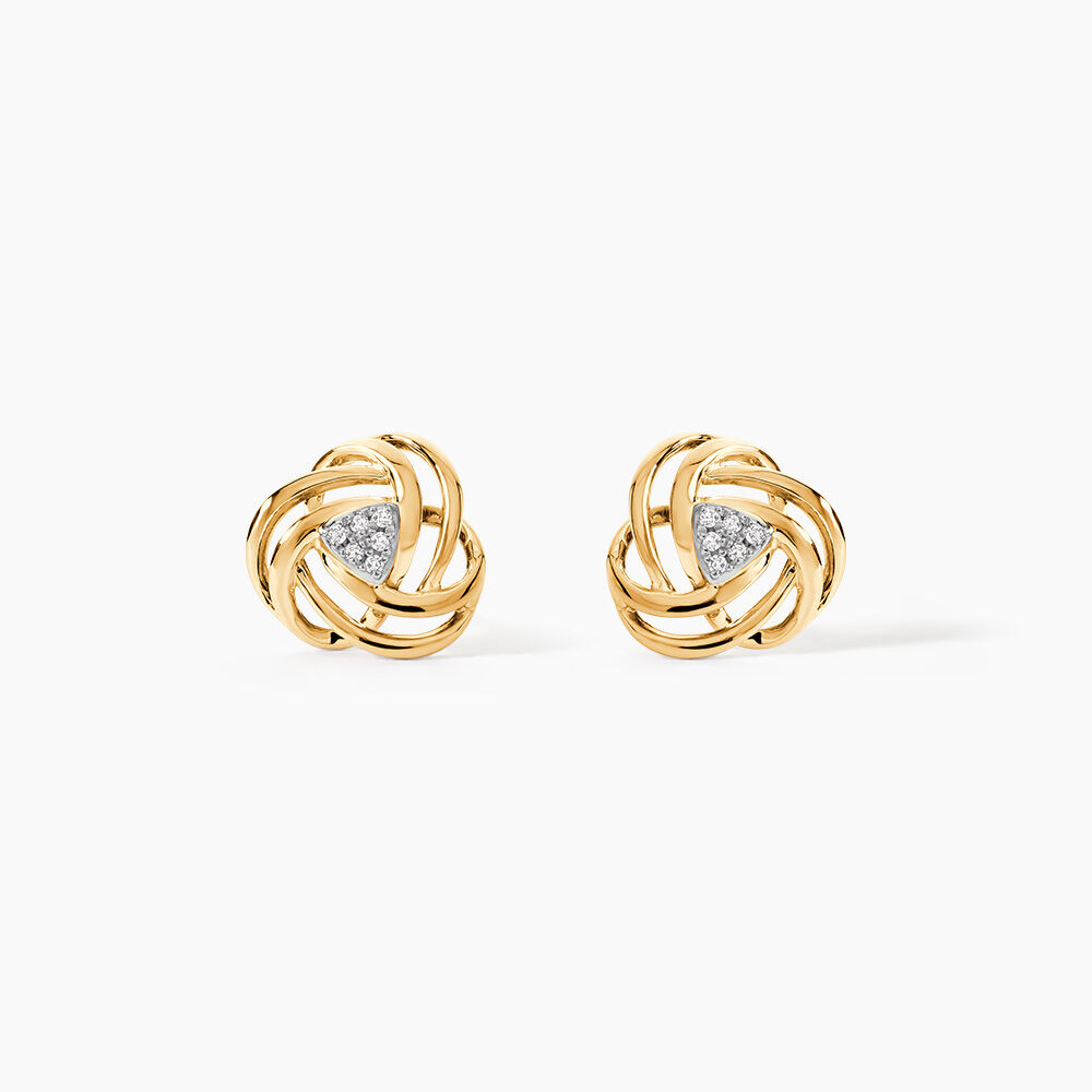 Boucles D'oreilles Puces Or Jaune Abidemi Diamants - Puces Femme | Marc Orian