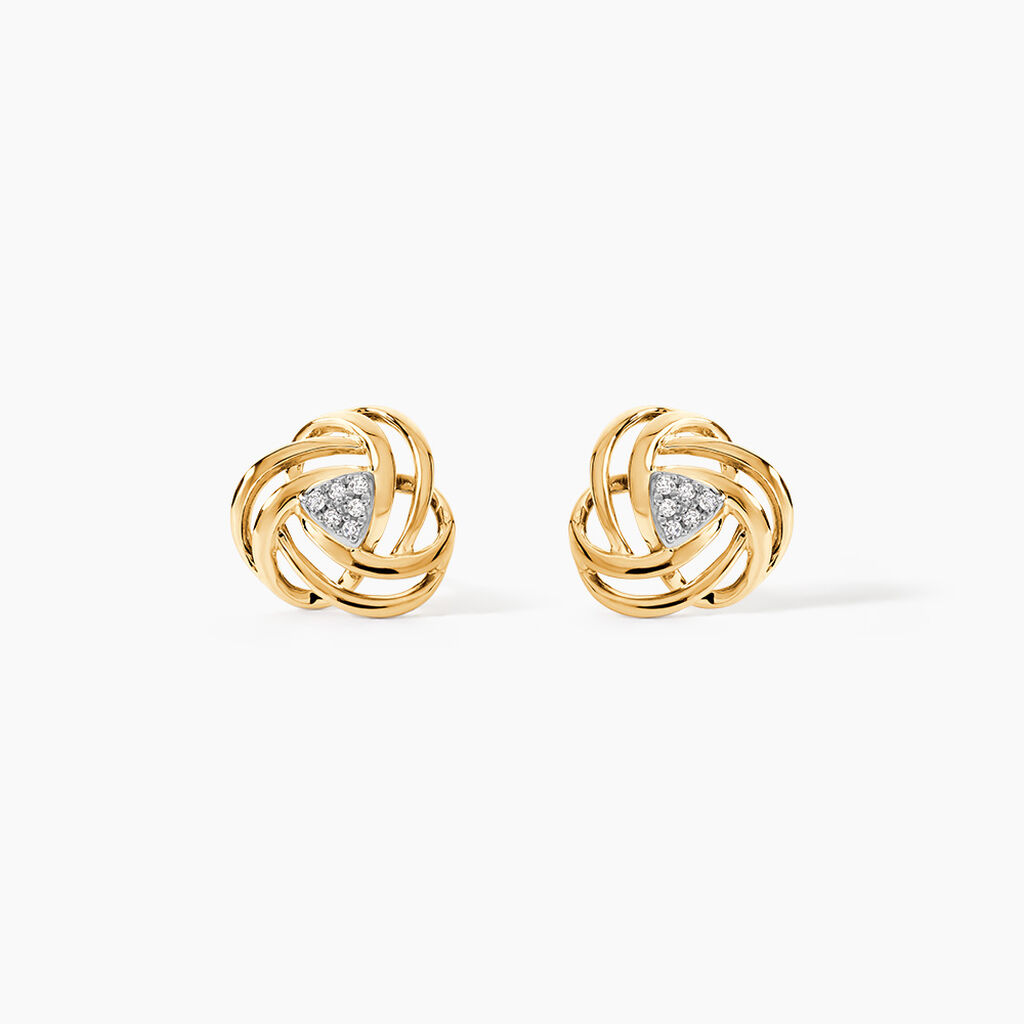 Boucles D'oreilles Puces Or Jaune Abidemi Diamants - Puces Femme | Marc Orian