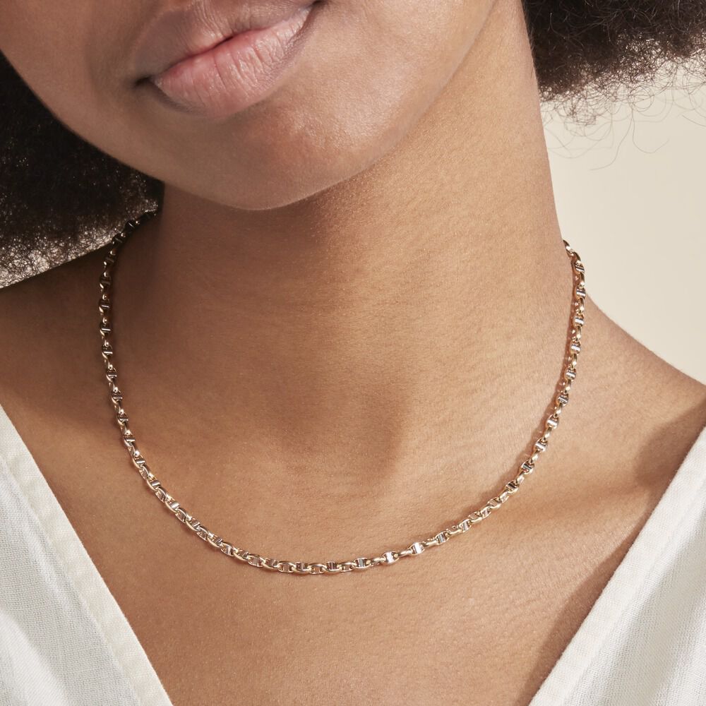 Collier Carlo Or Bicolore Maille Marine Ronde - Chaines Homme | Marc Orian