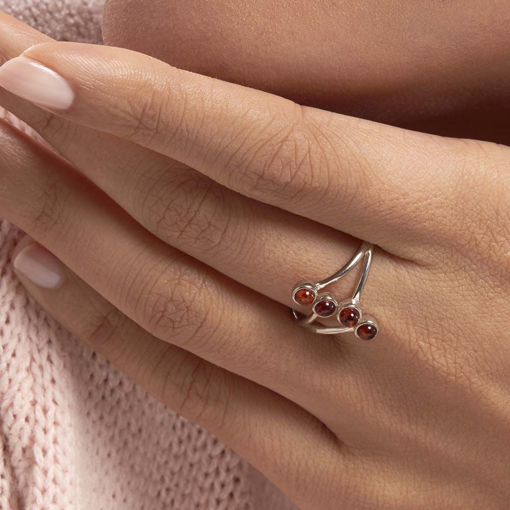 Bague Argent Blanc Accorus Ambre - Bagues vintage Femme | Marc Orian