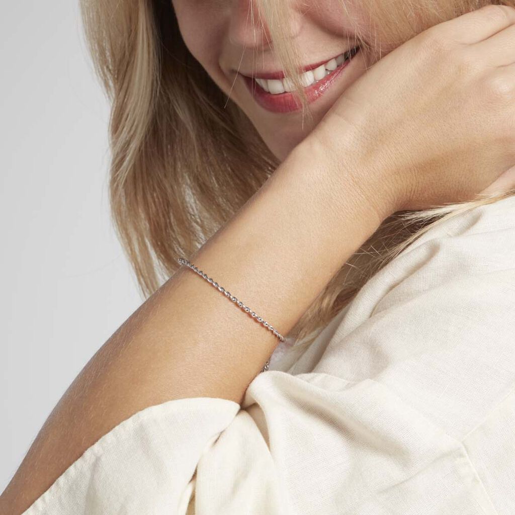 Bracelet Jonc Twist Argent Blanc - Bracelets fantaisie Femme | Marc Orian