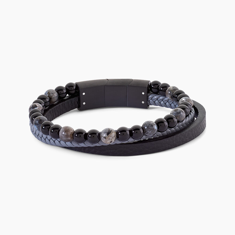 Bracelet Jourdan Cuir De Vache Noir Quartz - Bracelets cuir Homme | Marc Orian