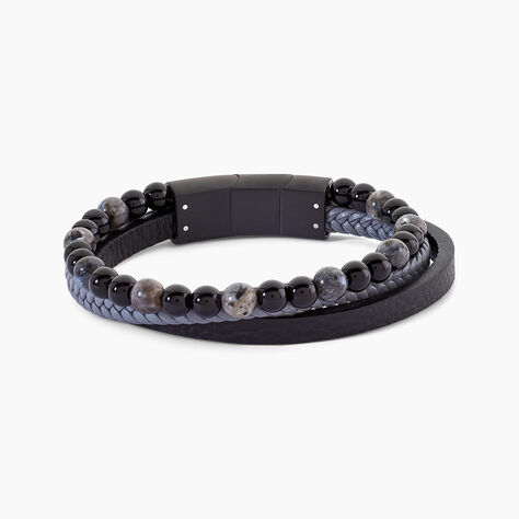 Bracelet Jourdan Cuir De Vache Noir Quartz - Bracelets cuir Homme | Marc Orian