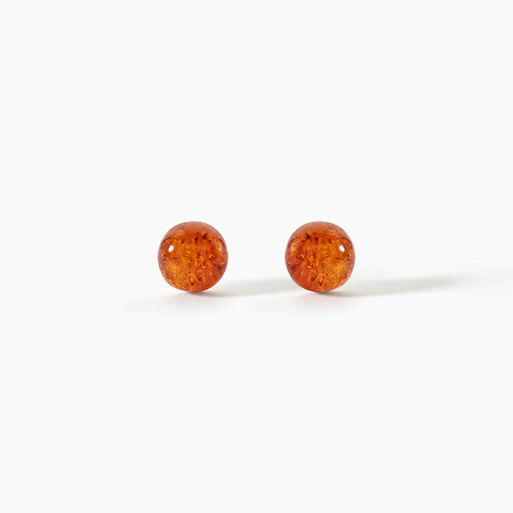 Boucles D'oreilles Puces Argent Blanc Brunhilld Ambre - Puces Femme | Marc Orian