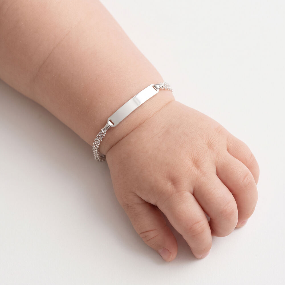 Bracelet Identit&eacute; Euphenia Maille Bismark Or Blanc - Gourmettes Enfant | Marc Orian
