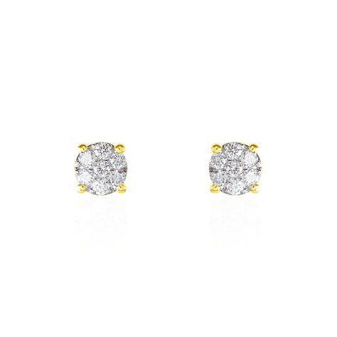Boucles D'oreilles Puces Charlene Or Jaune Diamant Synthetique - Puces Femme | Marc Orian