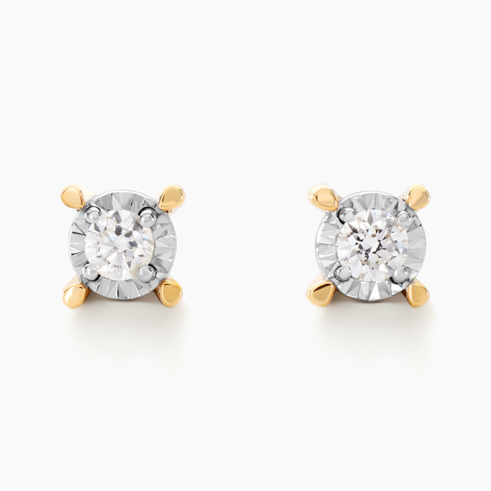 Boucles D'oreilles Puces Diamotion Or Jaune Diamant -  Femme | Marc Orian