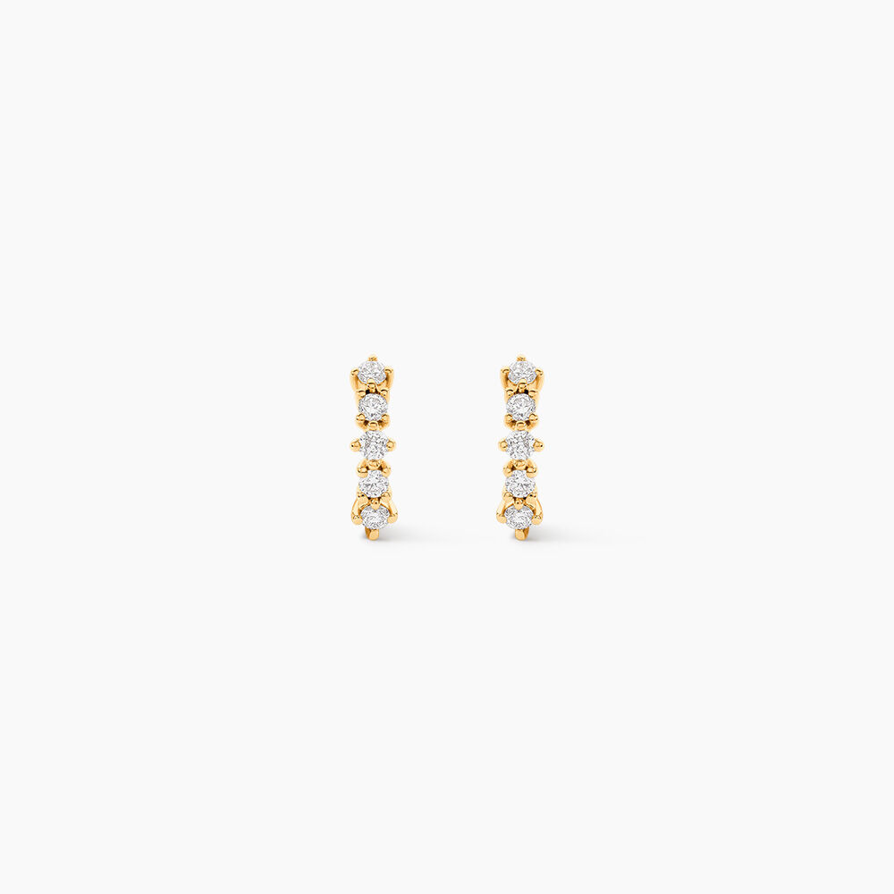 Boucles D'oreilles Puces Matleena Or Jaune Diamant Synth&eacute;tique - Boucles d'oreilles mariage Femme | Marc Orian