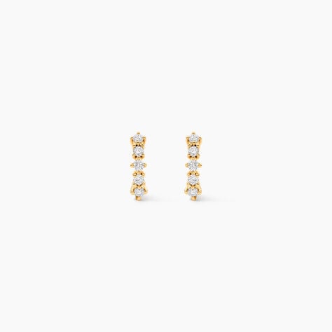 Boucles D'oreilles Puces Matleena Or Jaune Diamant Synth&eacute;tique - Boucles d'oreilles mariage Femme | Marc Orian