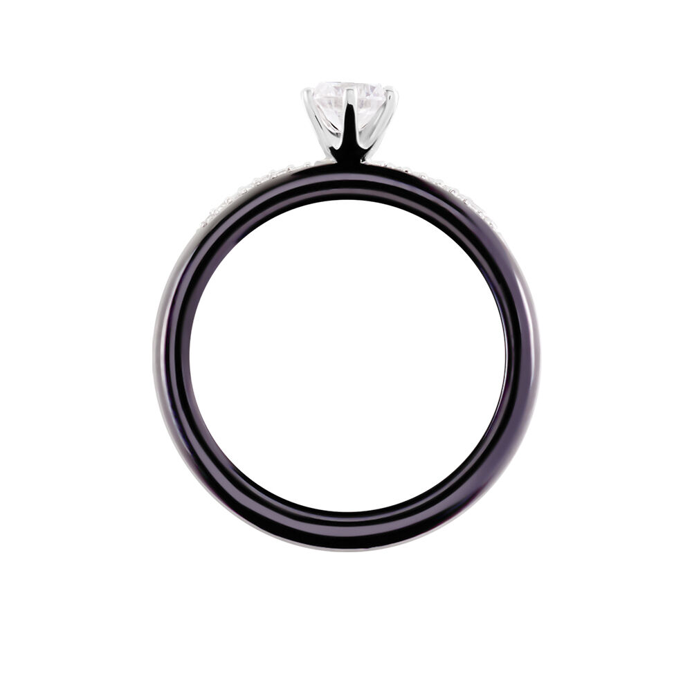 Bague Solitaire Ceramik Design Argent  Oxyde De Zirconium Et Céramique - Bagues de promesse Femme | Marc Orian