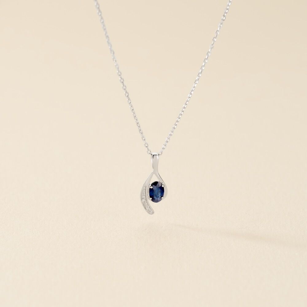 Collier Emotion Or Blanc Saphir Diamant - Colliers avec pierres Femme | Marc Orian