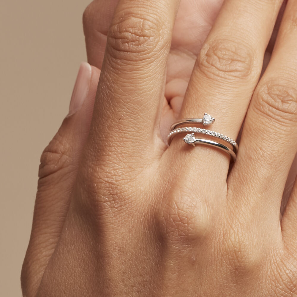 Bague Gait Argent Blanc Oxyde De Zirconium - Bagues avec pierre Femme | Marc Orian