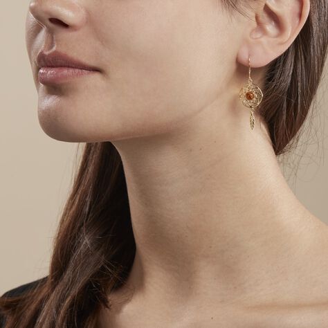 Boucles D'oreilles Pendantes Lona Argent Jaune Ambre - Boucles d'oreilles Pendantes Femme | Marc Orian