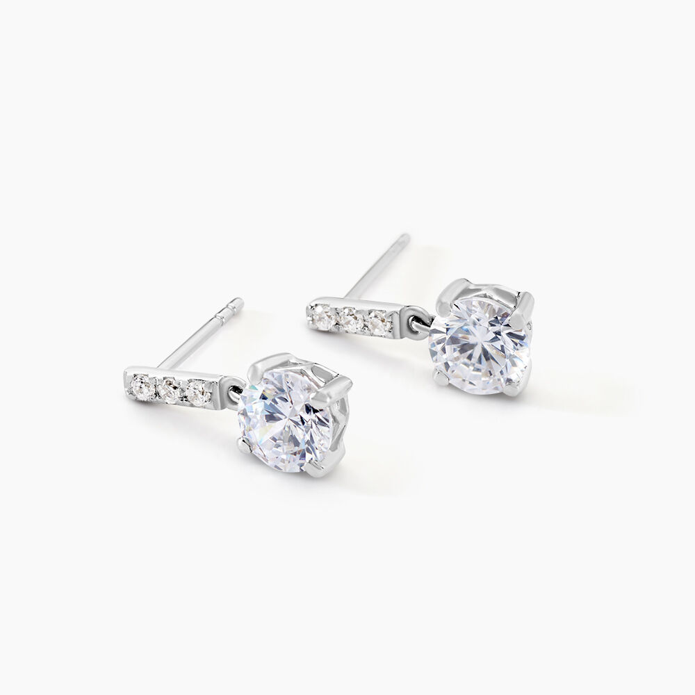Boucles D'oreilles Pendantes Paciane Or Blanc Oxyde De Zirconium - Pendantes Femme | Marc Orian