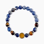 Bracelet Jourdan Archimedes Acier Argent&eacute; Oeil De Tigre Sodalite - Bracelets cha&icirc;nes Homme | Marc Orian
