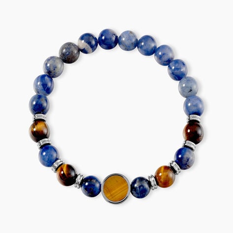 Bracelet Jourdan Archimedes Acier Argent&eacute; Oeil De Tigre Sodalite - Bracelets cha&icirc;nes Homme | Marc Orian