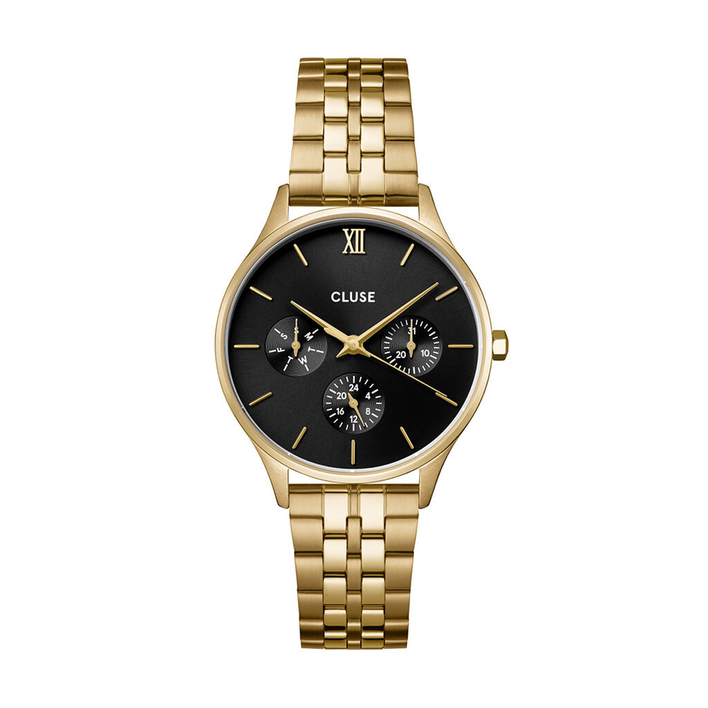 Montre Cluse Minuit Multifonction Noir - Montres &eacute;tanches Femme | Marc Orian