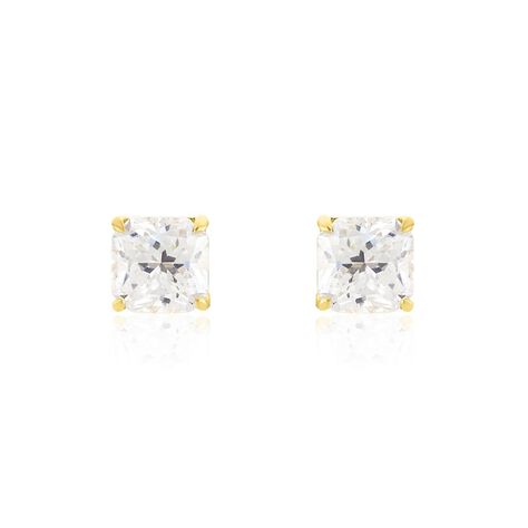 Boucles D'oreilles Puces Doreen Carre Or Jaune Oxyde De Zirconium - Puces Famille | Marc Orian
