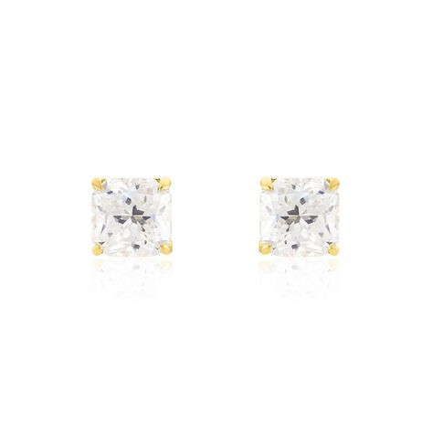 Boucles D'oreilles Puces Doreen Carre Or Jaune Oxyde De Zirconium - Clous d'oreilles Famille | Marc Orian