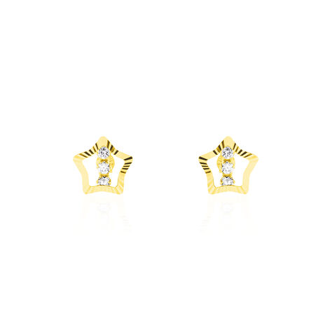 Boucles D'oreilles Puces Elais Etoile 5 Or Jaune Oxyde - Puces Femme | Marc Orian