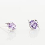Boucles D'oreilles Puces Vrille Ovale Or Blanc Amethyste - Puces Femme | Marc Orian