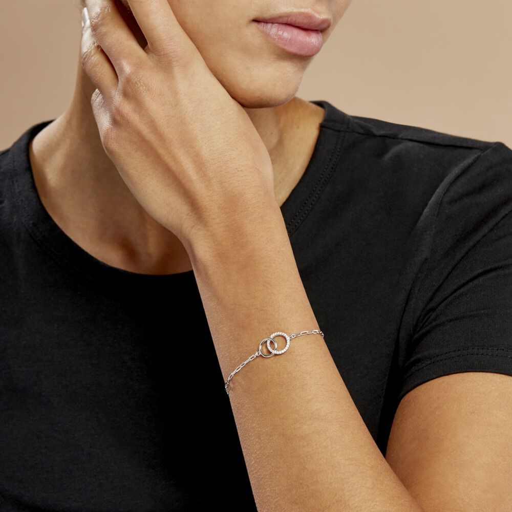 Bracelet Isabel Argent Blanc Oxyde De Zirconium - Bracelets Anneaux Entrelaces Femme | Marc Orian