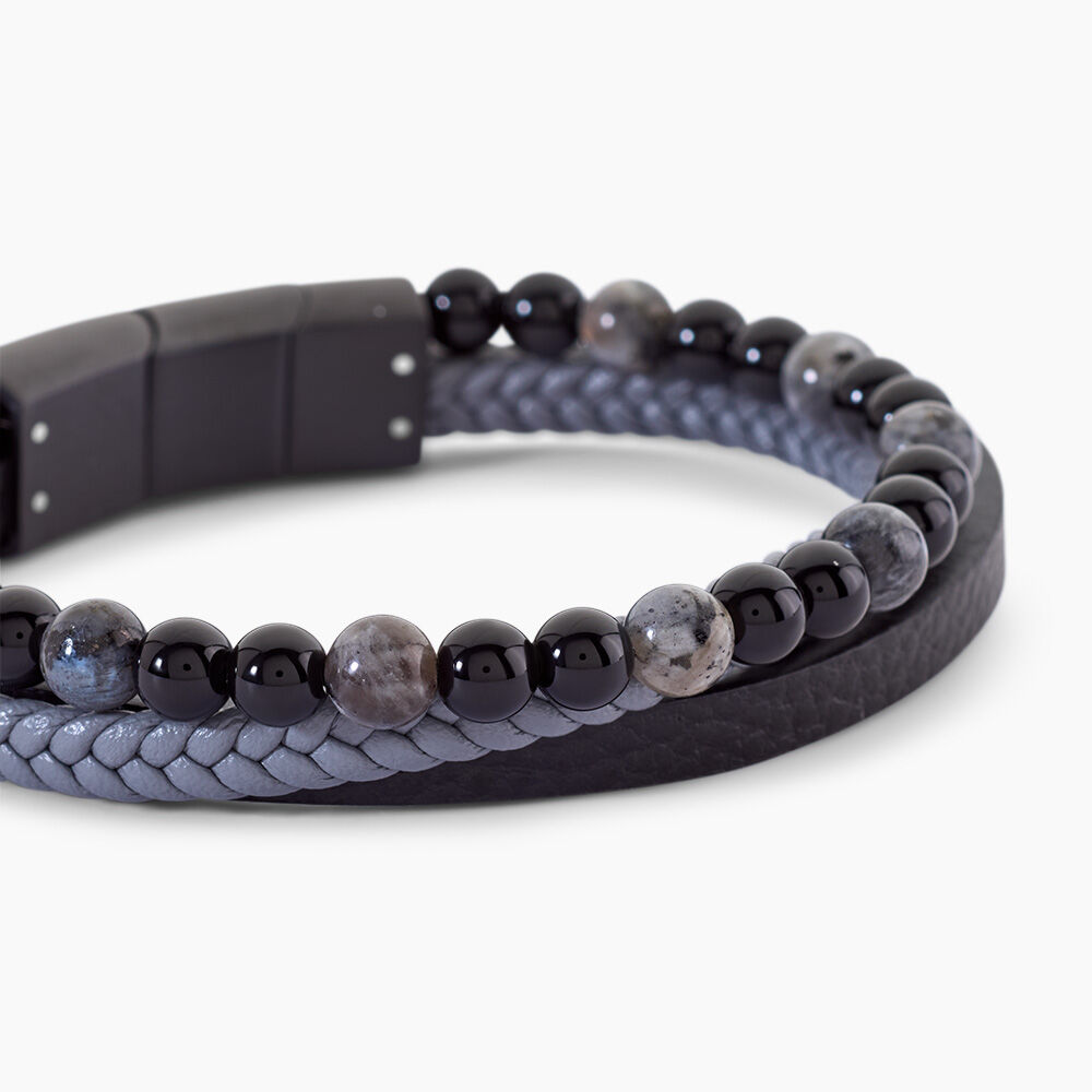 Bracelet Jourdan Cuir De Vache Noir Quartz - Bracelets cuir Homme | Marc Orian