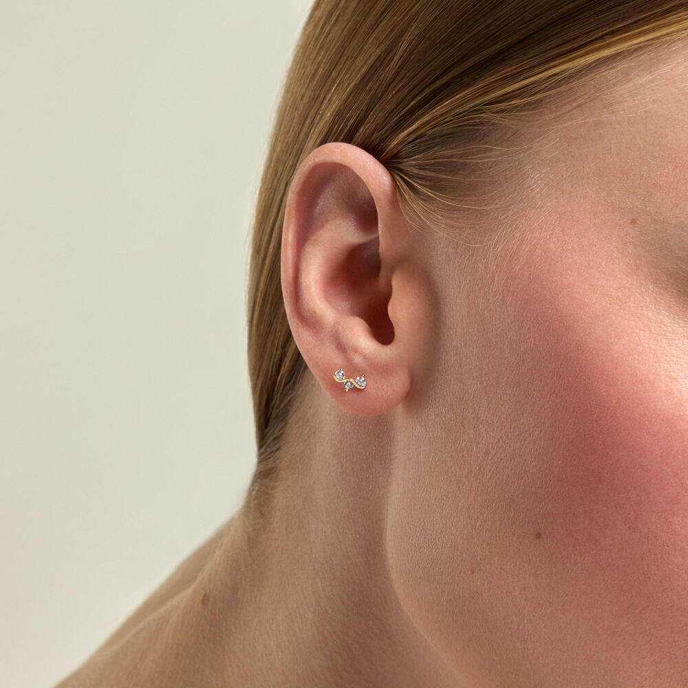 Boucles D'Oreilles Puces Mureille Argent Dor&eacute; A L'Or 750/1000 Oxyde De Zirconium - Puces Femme | Marc Orian
